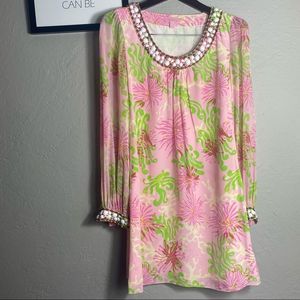 Lilly Pulitzer 100% Silk Beaded Harper Shift Dress